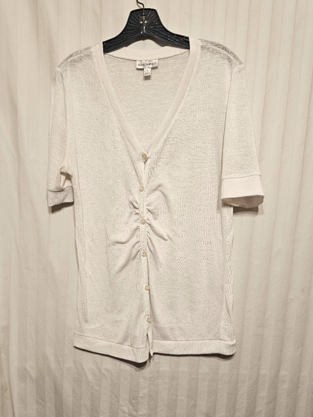 Short sleeved white cardigan sweater